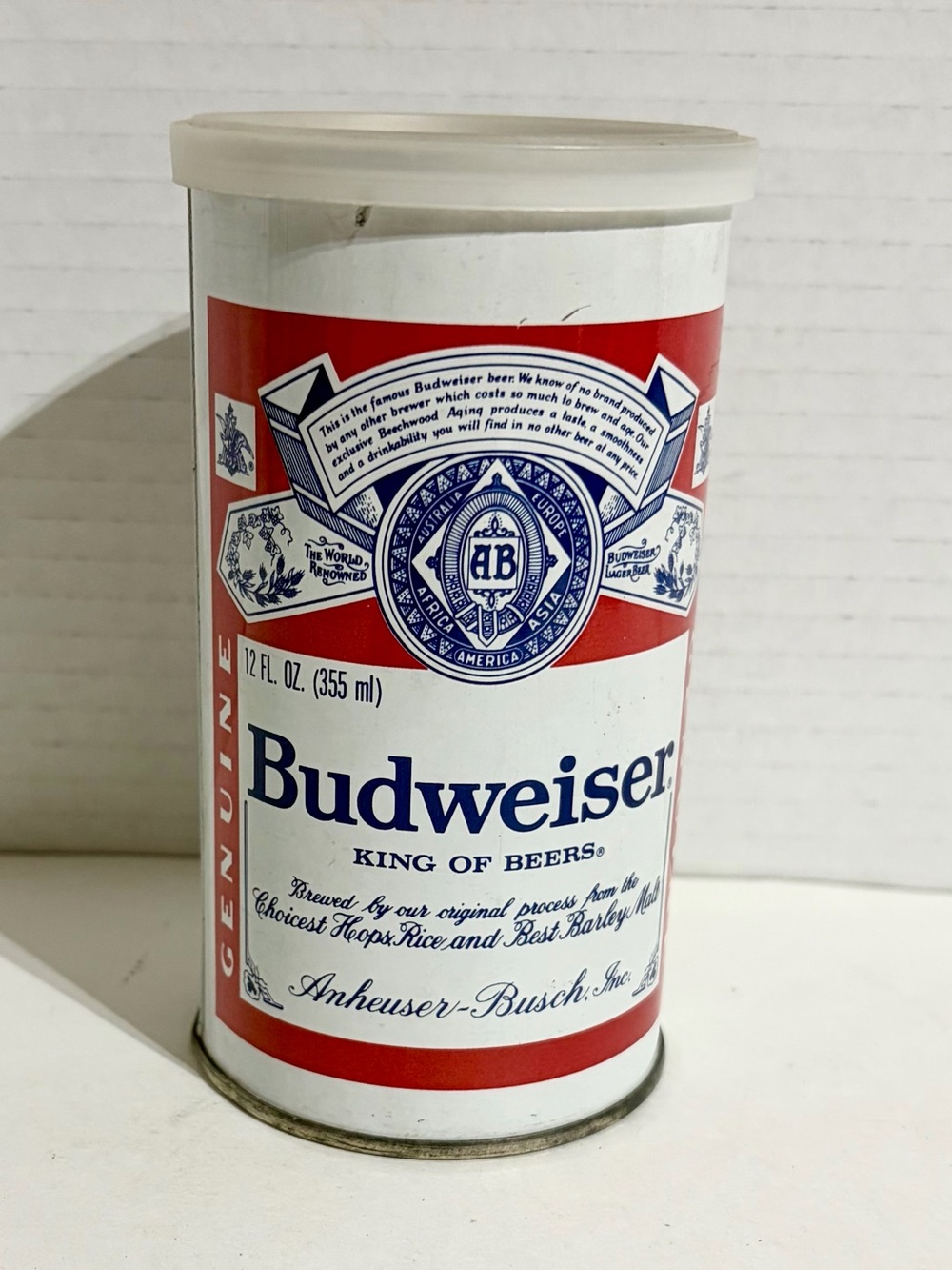 Budweiser White Cotton Handkerchief 6 Pack Collectible Metal Can NEW Vintage